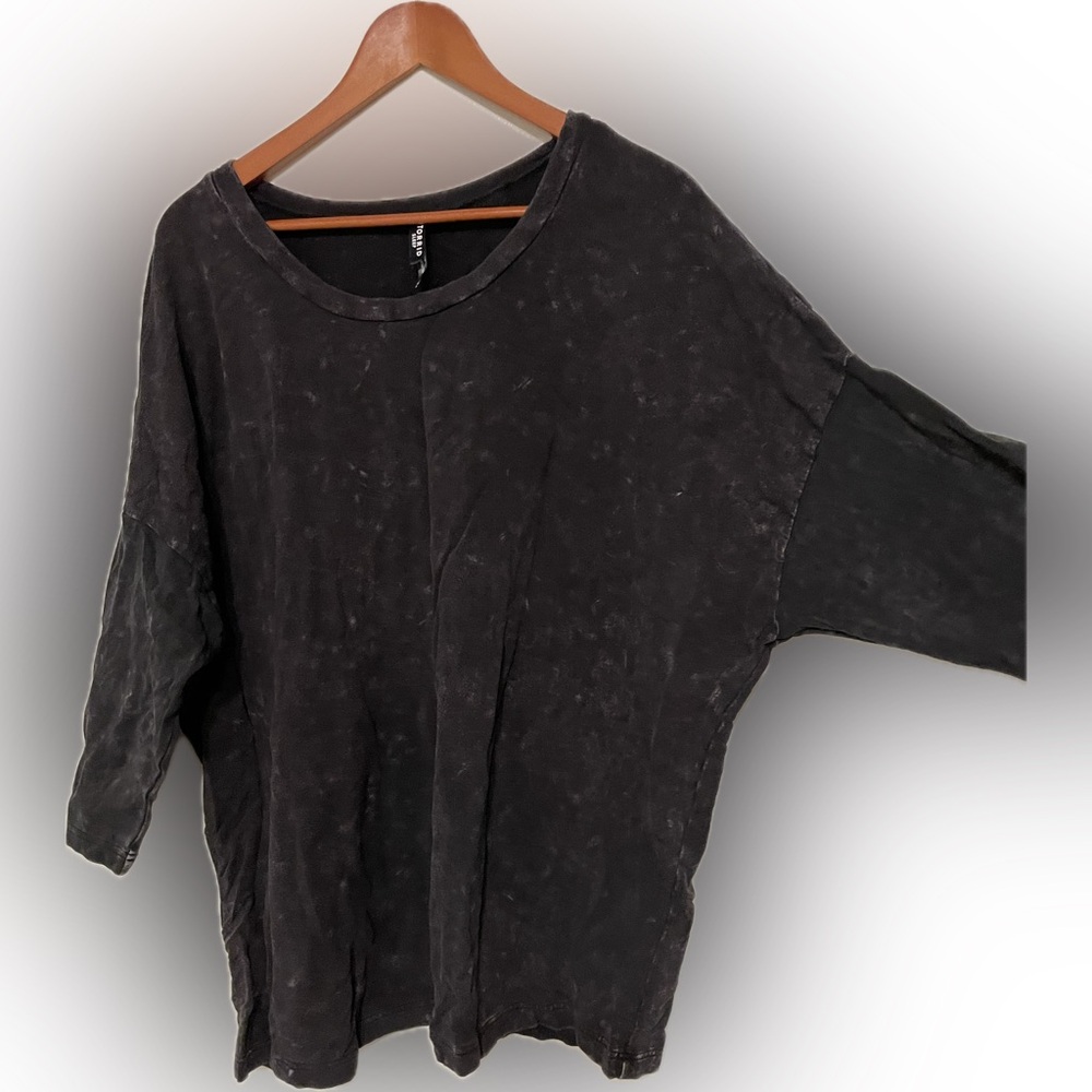 Torrid Size 3 Black Mineral Wash Micro Modal Terry Dolman Tee & Cropped Pant Set